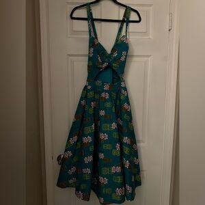 NWT L Teal Tropical Monster Tiki Renee Dress